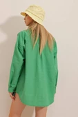 Kadın Keten Kumaş Oversize Gömlek - 3