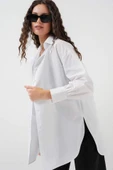 5946 Oversize Uzun Gömlek Tunik - Beyaz - 1