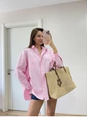 Yakalı Yandan Yırtmaçlı Gömlek - Pembe - 2