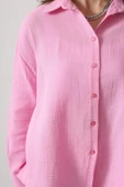 Müslin Uzun Kol Gömlek - Şeker Pembe - 4
