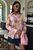 Batik Desenli Saten Gömlek 3409 - 1