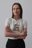Baskı Detaylı T-shirt - Ekru - 4