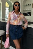 Batik Desenli Saten Gömlek 3409 - 6