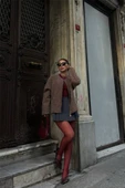 KAŞE FERMUARLI BLUZ - Kahverengi - 2