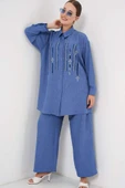 Desenli Tunik Pantolon İkili Takım 6720 - İndigo - 1