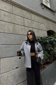 KAŞE GÖMLEK CEKET YANDAN CEP DETAYLI - Gri - 4