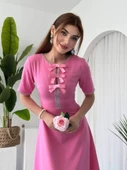 Wera Taşlı Fiyonk Detaylı Elbise - 5