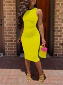 Kadın Bodycon Midi Boy Dalgıç Elbise - 3