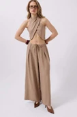 Düşük Bel Oversize Keten Pantolon - 2