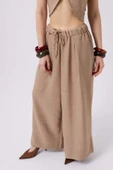 Düşük Bel Oversize Keten Pantolon - 4