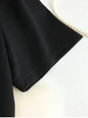 Baskılı Oversize Bisiklet Yaka T-shirt - Siyah - 3