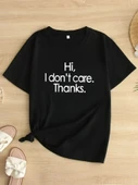 Baskılı Oversize Bisiklet Yaka T-shirt - Siyah - 1