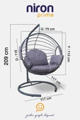 Niron I2 Galaxy Tekli Salıncak - Bahçe ve Balkon Salıncağı - Minderli ve Yaylı Model - Özel Teslimat - 8