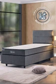 Niron I2 Silver Tek Kişilik Yatak Seti, Full Ortopedik Sert Yatak, Kaydırmaz Kumaş Kaplı Metal Baza Ve Başlık - 1