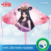 Çocuklar için Çizgi Film Uçurtması - Büyük Uçurtma G7854 Luo Li Pembe +200 m Kristal İp Ruleti - 1