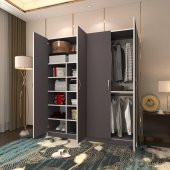 Kenzlife gardırop 4 kapılı kaktüs 180*160*52 gri XLARGE kapaklı gardolap dolap thumbnail 1