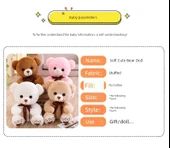 Sevimli Ayıcık Peluş Oyuncak - Pembe - 65cm - 9