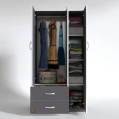 Kenzlife gardırop 3 kapılı 2 çekmeceli fesleğen 180*120*52 gri XLARGE kapaklı gardolap dolap thumbnail 2