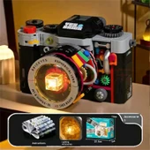 Retro Kamera Yapı Blokları Seti - Aydınlatmalı Retro Beyaz Kamera - 1