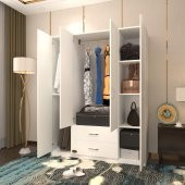 Kenzlife gardırop 4 kapılı 2 çekmeceli deligül 180*160*52 byz XLARGE kapaklı gardolap dolap - 1