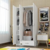 Kenzlife gardırop 3 kapılı 1 çekmeceli hanımeli 180x120x52 byz XLARGE kapaklı gardolap dolap - 1