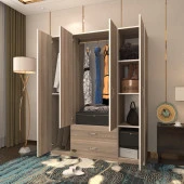 Kenzlife gardırop 4 kapılı 2 çekmeceli deligül 180*160*52 crd XLARGE kapaklı gardolap dolap thumbnail 1