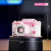 Retro Kamera Yapı Blokları Seti - Pembe Taşınabilir SLR Kamera - 1
