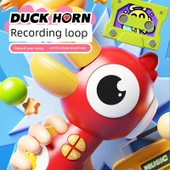 Küçük Hornlu Kırmızı Pil Yüksek Sesli Ördek Oyuncak Mikrofon thumbnail 5