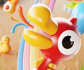 Küçük Hornlu Kırmızı Pil Yüksek Sesli Ördek Oyuncak Mikrofon thumbnail 8