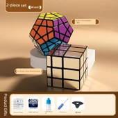 Ayna Sihirli Küp Seti - Seviye 3 Beş Rubik Küp [Siyah Alt] + Seviye 3 Ayna Gümüş [Siyah Alt] - 1