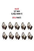 KALDE  (10'lu Paket) 1/2" Dn15 İç Dişli Sarı/Krom TE (Dişi) - Chrome Tee - 1