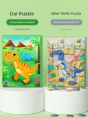 Manyetik Dinozor Bulmacası - 4-8 Yaş - Dinozor Çağı + Su Altı Dünyası + Mühendislik Araçları - 1 - 5