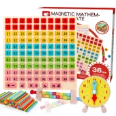 Eğitici Ahşap Bulmaca Seti - 1-100 Dijital Logaritma Tahtası + 100 Sayı Çubuğu + Dijital Ayrıştırma Cetveli + Logaritma Saati - 1