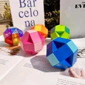 Sihirli Cetvel Rubik Yılan Bulmaca Oyuncağı - 48 Parça Mor Pudra - 3