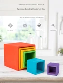 Ahşap Yığın Jenga Gökkuşağı Kutusu - Ağaç Kutusu Boyasız - 7