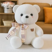 Tavşan Tüyü Ayı Peluş Bebek - Beyaz - 30cm - 1