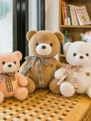 Tavşan Tüyü Ayı Peluş Bebek - Beyaz - 30cm - 4