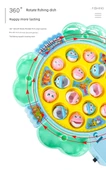 Çocuk Elektrikli Mıknatıslı Balık Avlama Oyunu - Açık Sarı - Şarjlı Versiyon - 24 Balık - Müzik - Pembe - Yedek Balık - 10