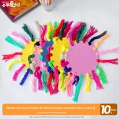 Çocuklar için Karışık Renk Yün Frisbee - Tam Set - DIY El Yapımı Malzeme Paketi - 10 Adet thumbnail 1