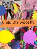 Çocuklar için Karışık Renk Yün Frisbee - Tam Set - DIY El Yapımı Malzeme Paketi - 10 Adet thumbnail 4