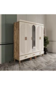 AKA HOME Arel 5 Kapaklı MDF Çekmeceli Gardırop - 1