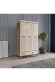 AKA HOME Cemre 3 Kapaklı MDF Çekmeceli Gardırop - 1