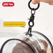 Şeffaf Bebek Çantası - 17cm Kapsül Bebek Çantası - Üzüm Moru - Kürk Topu/ Kalın Anahtarlık Dahil - 5