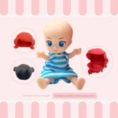 Kostüm Bebek - FL02 Büyük Kırmızı Dalgalı Kız (Açık Mavi Çiçekli Dış Giyim + Beyaz Ayakkabı) - 5