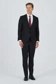 Siyah Kırlangıç Yaka Astarlı Çift Yırtmaç Esnek 6 Drop Slim Fit Classic Takım Elbise 1001250162 thumbnail 2