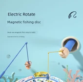 Elektrikli Manyetik Balık Avlama Oyuncak Seti - Mavi Orta Disk 15 Balık 4 Mıknatıslı Olta Müzik Şarjlı Pil - 8