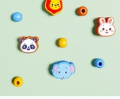 Montessori Boncuk Dizme Oyuncağı - 3 Sıra Zeka Hayvanları, Dört Sütun Seti, Piyano - 12