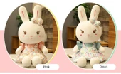 Sevimli Kız Bebek Tavşan Ragdoll - Pembe Çiçekli Elbise - 60cm - 10