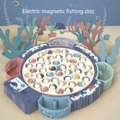 Elektrikli Manyetik Balık Avlama Oyuncak Seti - Pembe - Manyetik Asma Pilli - 55 Balık + 8 Olta + Kontrol Edilebilir Müzik - 2