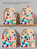 Ahşap Tetris Bulmaca Yapı Blokları - Oversized Tetris + 12 Hercules Dengeli Yığın Müzik - 3